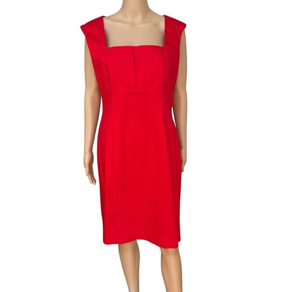 Calvin Klein Red Fitted Sleeveless Sheath cotton Dress Size 12 - Picture 1 of 8